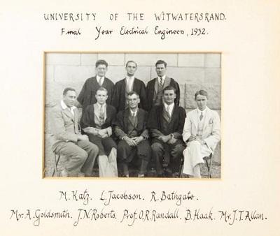 Final year electrical engineering class at Wits 1932